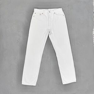 Vintage 1991 Levi's 501 White Denim Red Tab Jeans MADE IN USA Fit 33 x 32